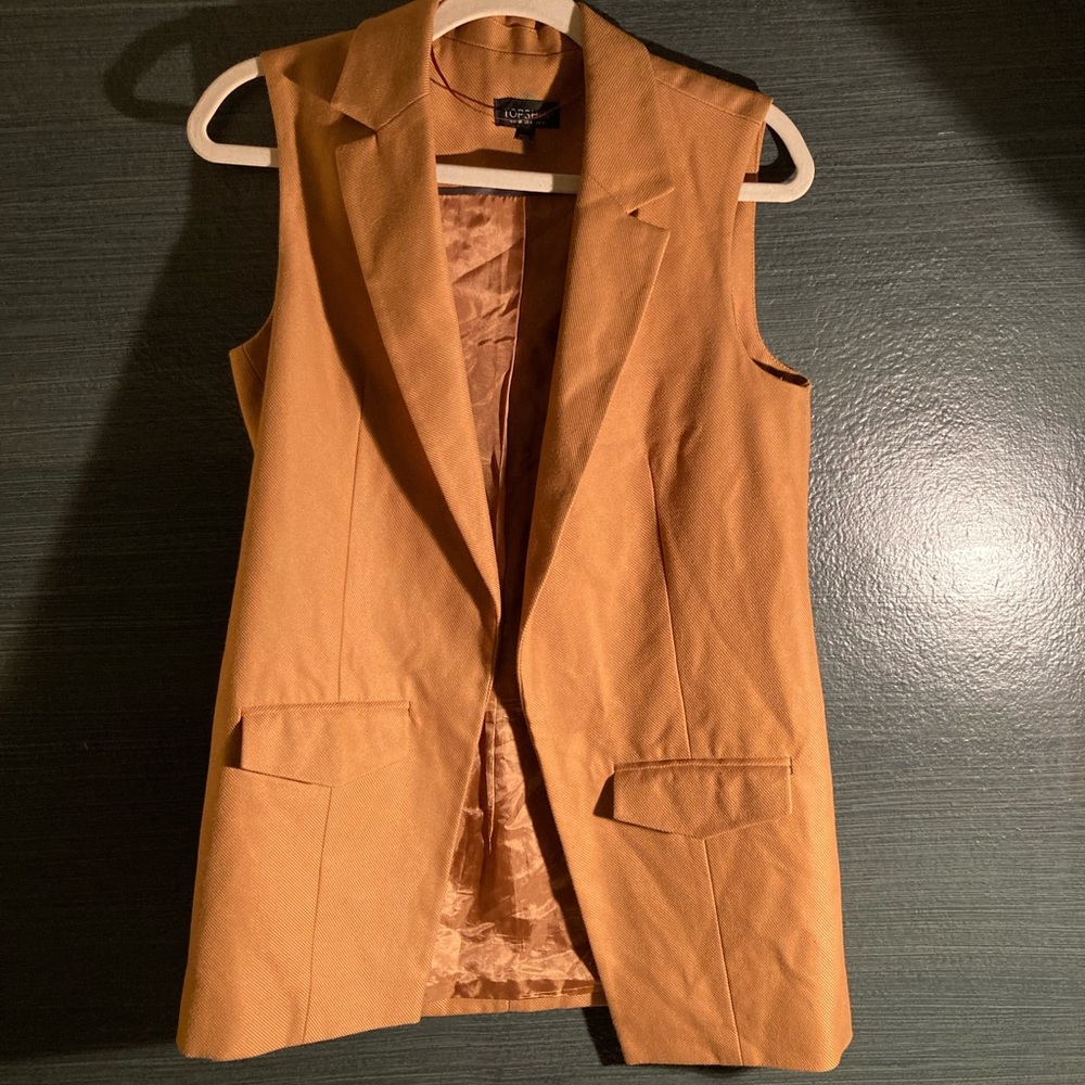 Gold Sleeveless open Vest
